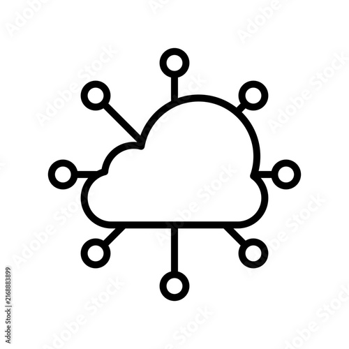 Minimalist cloud computing network icon with connected nodes.