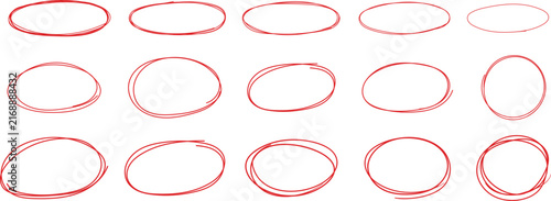 Quadro su tela Hand-drawn crayon ovals and circles set