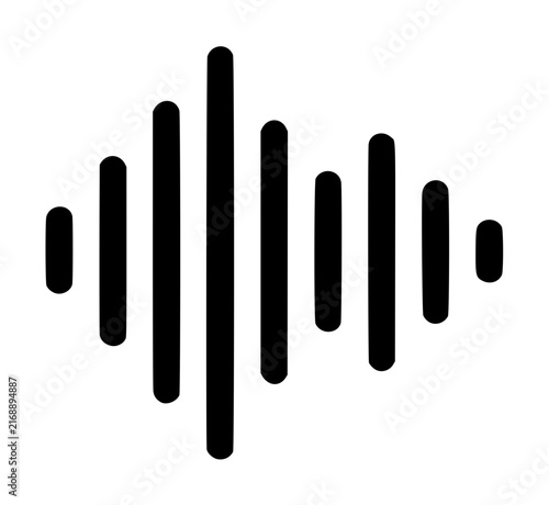 Bild auf Leinwand Stylized black speech waveform audio signal vector icon with vertical bars of va
