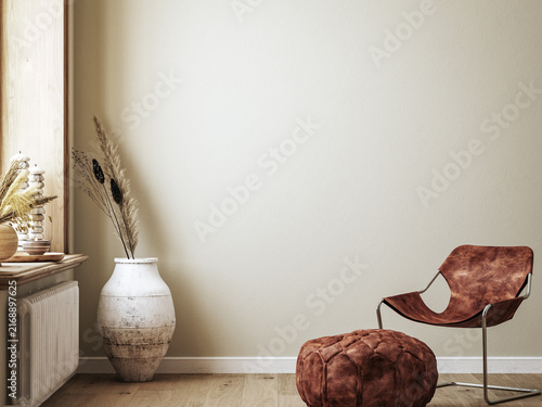 Obraz na płótnie Neutral color interior inspiration, 3d render