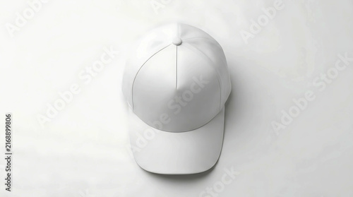 Blank white baseball cap hat viewed from top for branding and design mockup