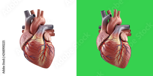 A Split View Showing A Highly Detailed Anatomical Human Heart Organ Model