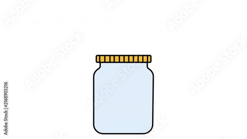 Gold Coins Falling Into Glass Jar Animation