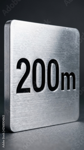 Brushed Metal Milestone Sign Displaying 200 Meters Marker