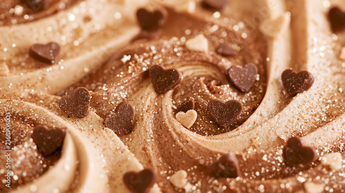 Plakat w ramie ハートのトッピングをあしらったクリーミーなチョコレートムース