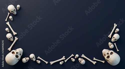 Naklejka 3d floating skeleton bones illustration