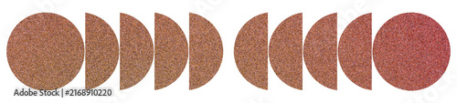 Cuadro en lienzo Ten circular and semicircular shapes filled with dense copper, rust and pink spe