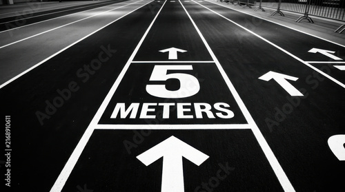 Athletic Track Markings Leading To Distant Finish Line