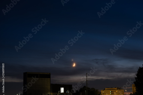 The conjunction of Venus and the crescent moon