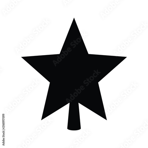Traditional Christmas tree star topper black silhouette vector icon for holiday designs