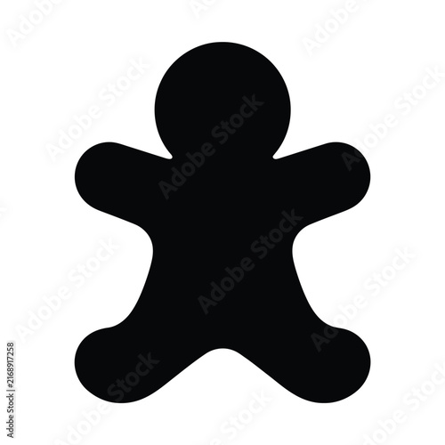 Traditional Christmas gingerbread man cookie black silhouette vector icon