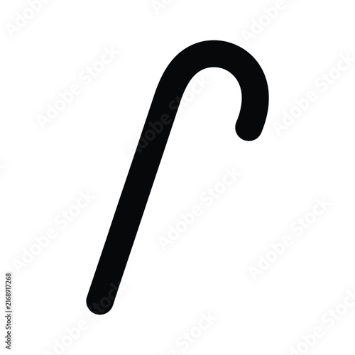 Christmas candy cane silhouette, black candy cane vector, peppermint stick icon, holiday treat stencil, simple crook graphic