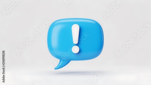 Obraz w ramie Blue 3d speech bubble with exclamation mark