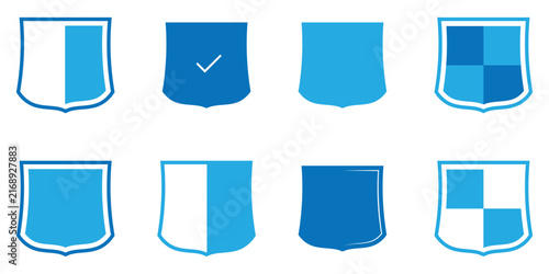  Vignetting care pictogram safe sets. Mark label security check icon set on white background. Blue check mark icon set on white background. Logotype shield badge vector icon sets. EPS 10. 