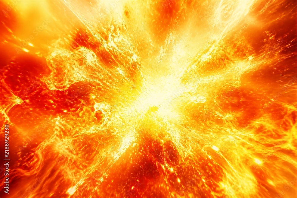 Fototapeta premium Fiery explosion of molten plasma radiating intense solar heat