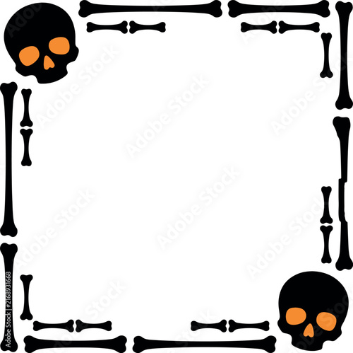 Halloween frame with skull and bones vector illustration