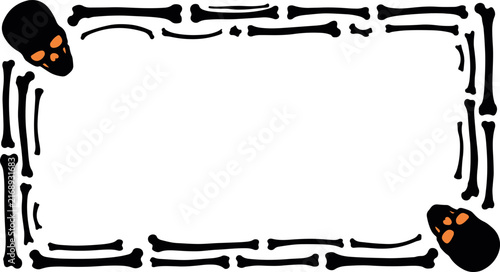 frame with skull and bones vector illustration