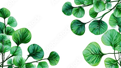Green ivy leaves on white background, flat lay green leaves