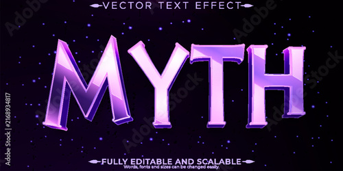 Myth text effect, editable purple and fantasy text style