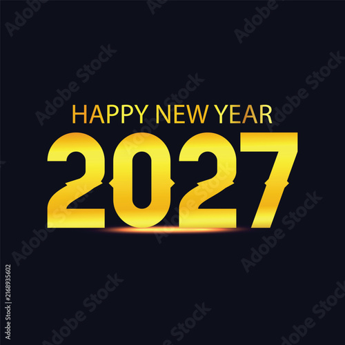 Happy New Year 2027 Gold Luxury Design – Elegant Golden Typography on Dark Background