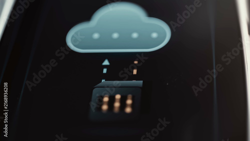 Konstfotografi Bidirectional cloud data transfer above a server