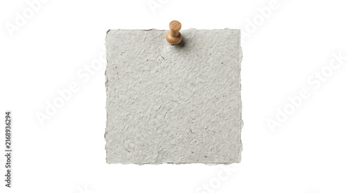 Quadro su tela Textured handmade beige paper square pinned with a small wooden thumbtack displa