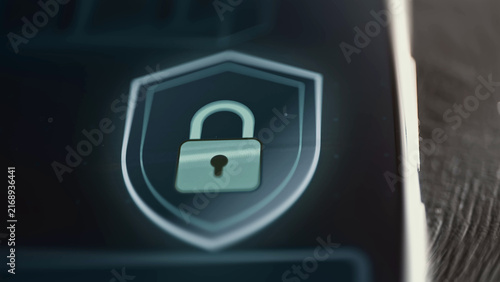 Konstfotografi Closed padlock protected by a double shield