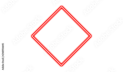 Obraz na płótnie Red neon diamond frame isolated on transparent background