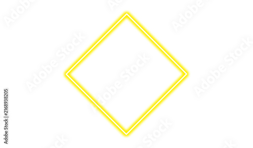Fotografía Glowing yellow diamond shape frame isolated isolated on transparent background