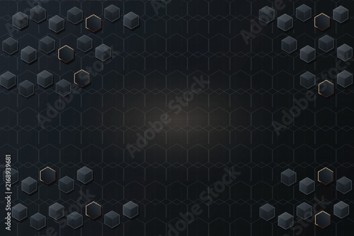 Premium Charcoal and Copper Hexagon Geometric Background