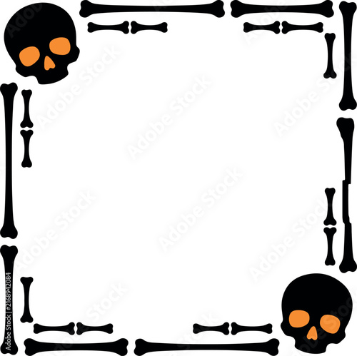 Halloween Skull and Bone Silhouette Border – Monochrome Horror Frame Design