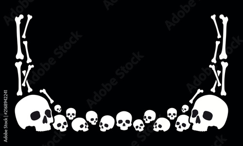 Halloween Skull and Bone Silhouette Border – Monochrome Horror Frame Design