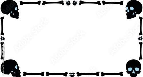 Halloween Skull and Bone Silhouette Border – Monochrome Horror Frame Design