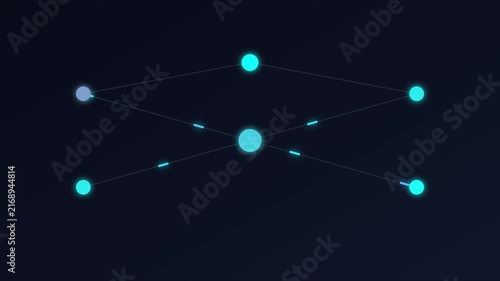 Abstract digital network connection animation with glowing nodes and data lines 4k technology
