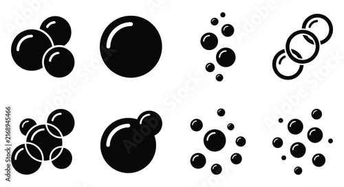 Bild auf Leinwand Black bubble silhouettes arranged in various cluster formations on a white backg