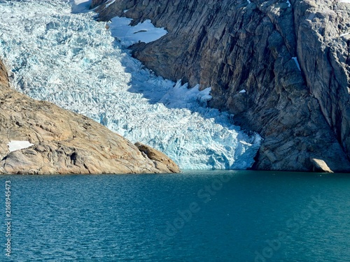 The mountains, fjords, and glaciers of Prince Christian Sound in the southern part of Greenland.