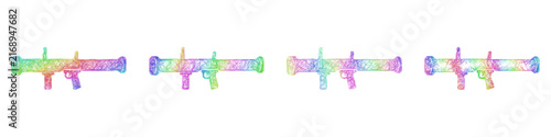 Bild auf Leinwand Rainbow color sketch bazooka icon design set