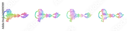 Fotografie Multicolor sketch flamethrower icon design set