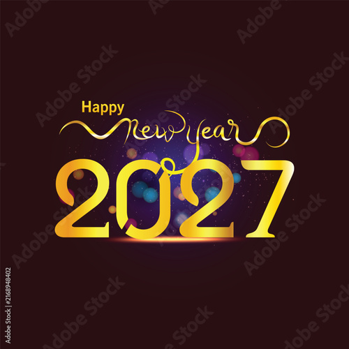 Happy New Year 2027 Gold Luxury Design – Elegant Golden Typography on Dark Background