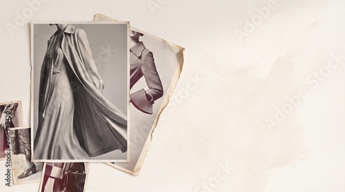 1970s Paris Fashion Editorial Background with Vintage Film Photography and Copy Space