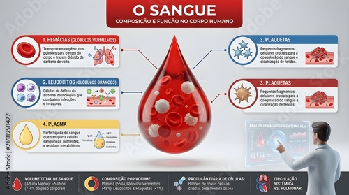 Obraz na płótnie Blood Composition And Function Hemoglobin Leukocytes Plasma Platelets