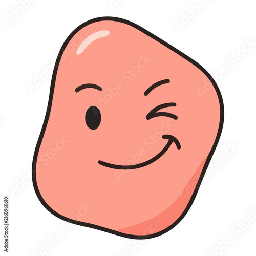 Canvastavla Cute Pink Blob Character Winking and Smiling Cartoon Illustration
