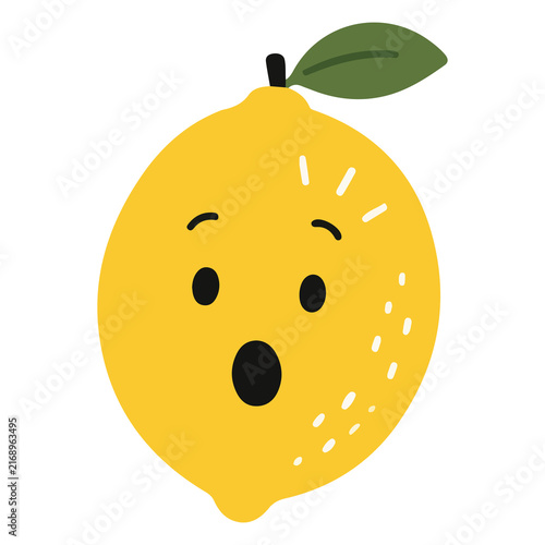 Cute Cartoon Lemon with a Surprised Face Illustration