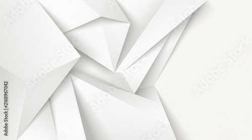 Abstract geometric white background featuring sharp polygon shapes and soft shadows for modern minimal graphic design projects