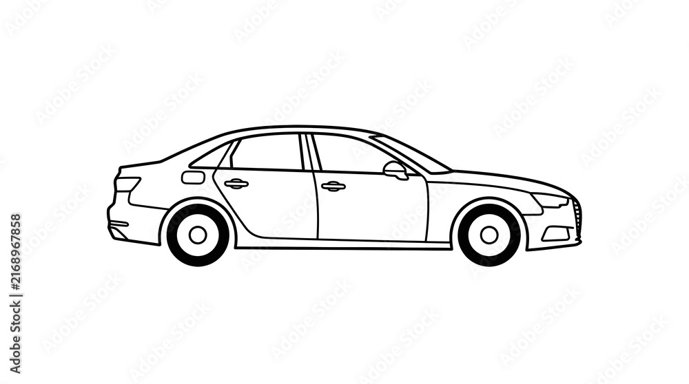 Fototapeta premium Simple sedan car side view illustration