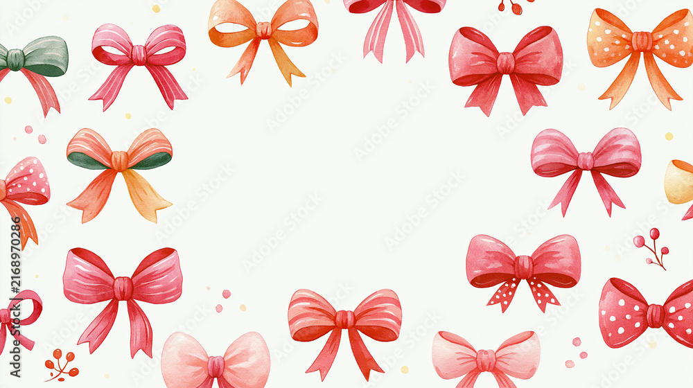 Obraz premium Colorful array of decorative bows on a light background.