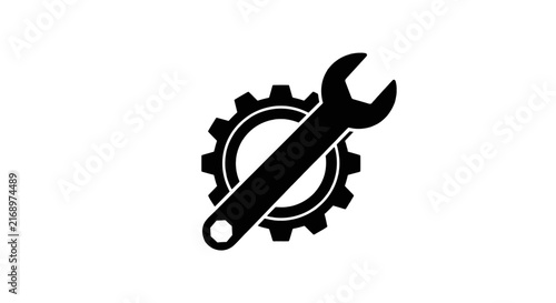 Vector illustration of wrench and gear icon representing maintenance and settings on a transparent background