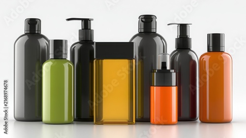 Premium Skincare Bottle Collection on White Background