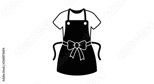 Vector illustration of kitchen apron with a bow on a transparent background