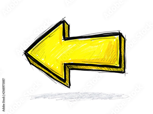 Hand drawn yellow arrow pointing left